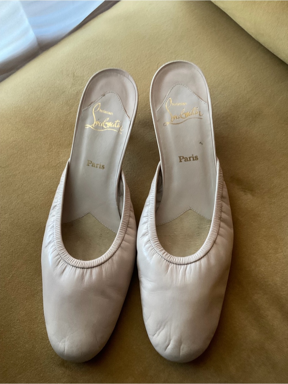 Christian Louboutin Nude Leather Slip-On Mules